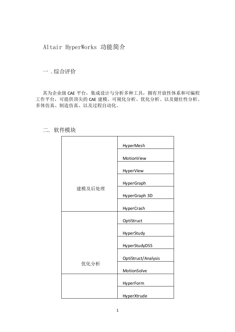 hyperworks功能简介