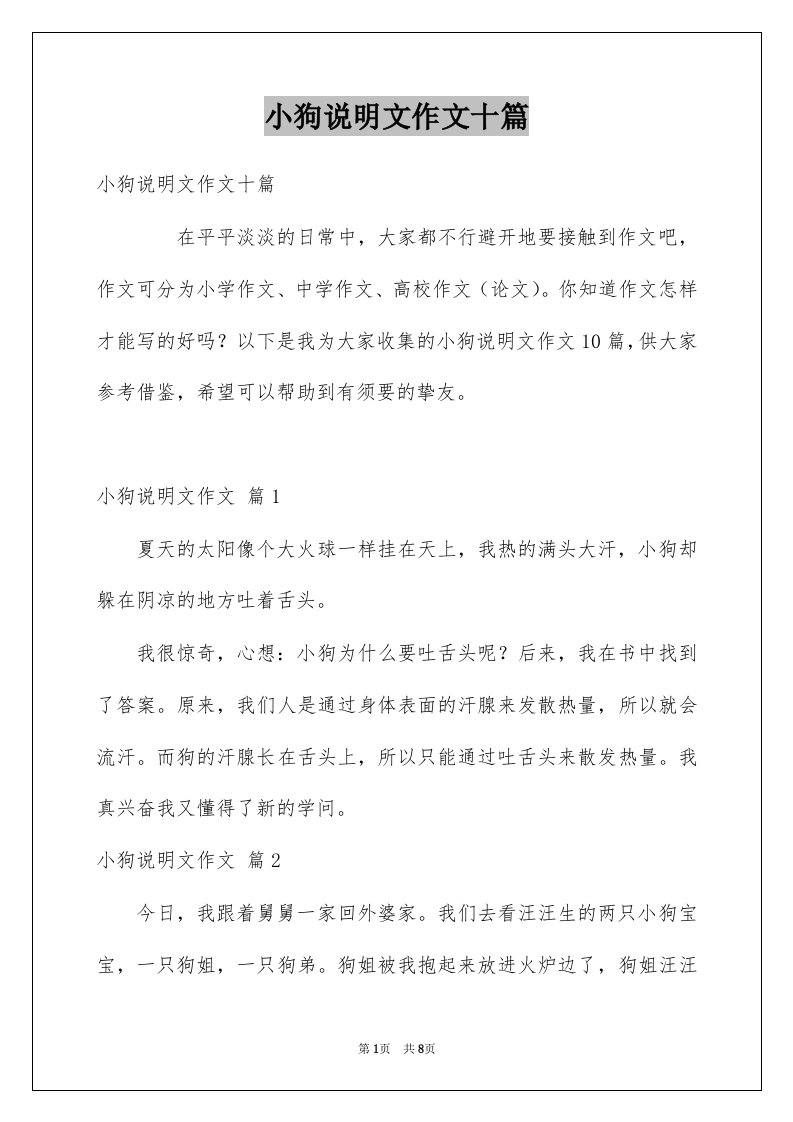 小狗说明文作文十篇例文