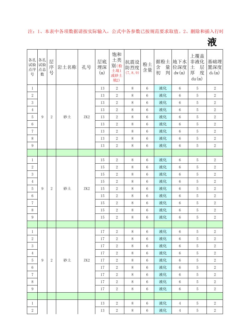 地震液化判别表(工民建)