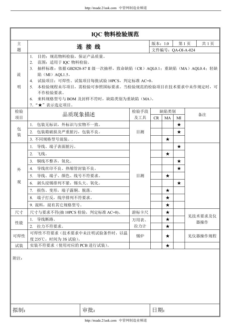 和而泰电子公司024连接线-电子电信