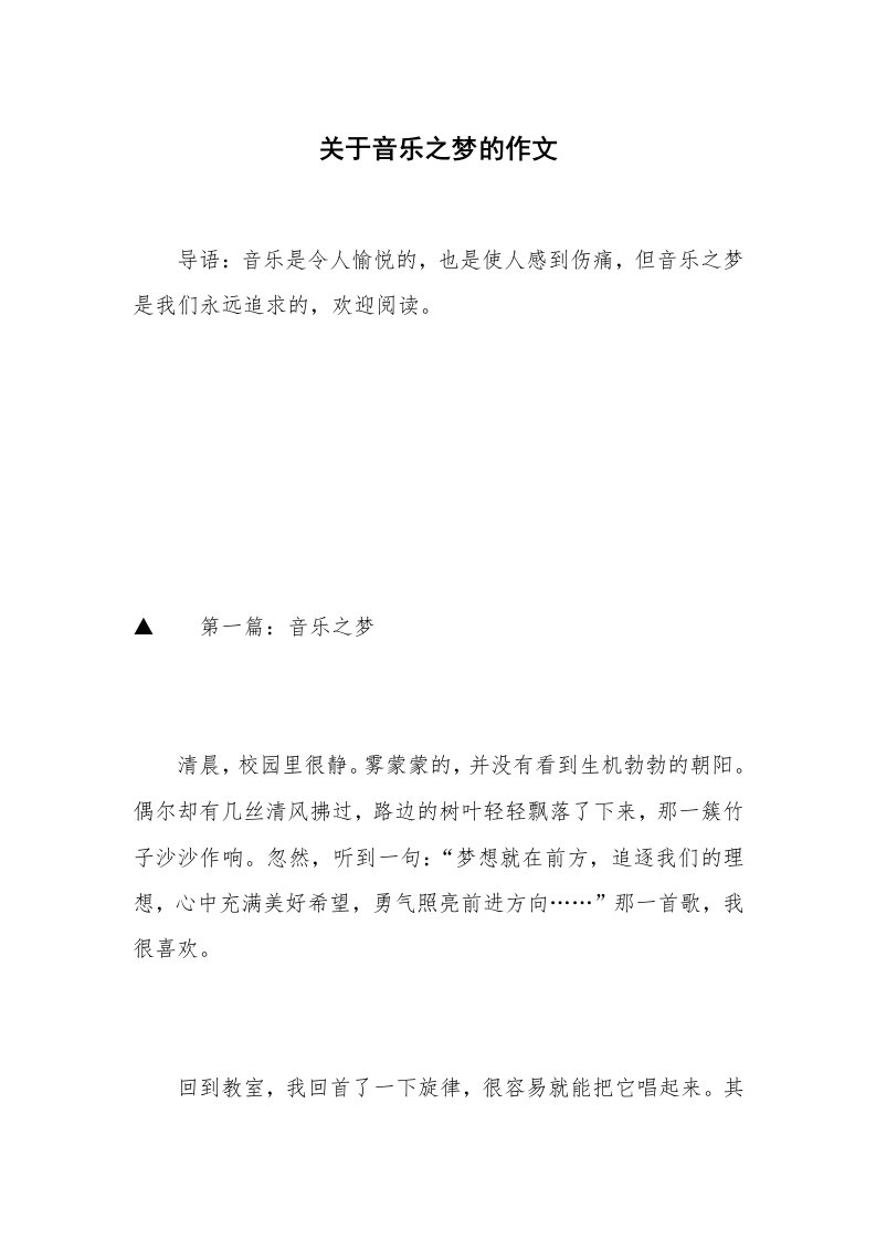 关于音乐之梦的作文