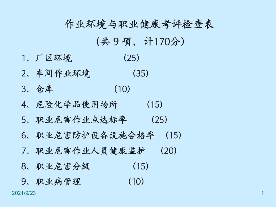 机械制造企业安全质量标准化作业环境与职业健康部分