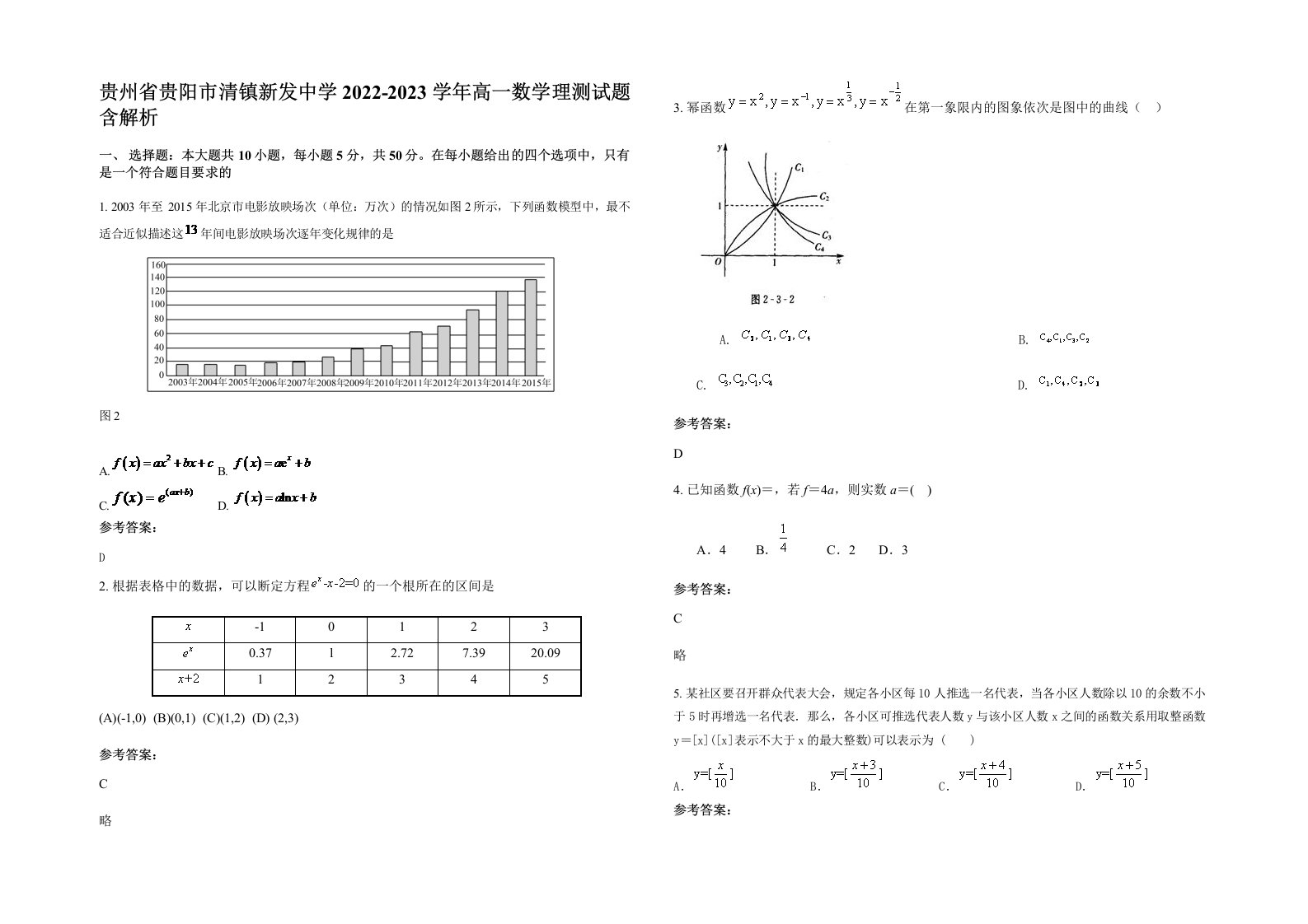 贵州省贵阳市清镇新发中学2022-2023学年高一数学理测试题含解析