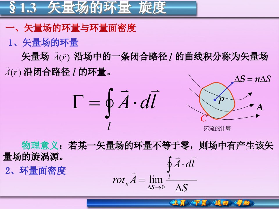 矢量场的环量旋度