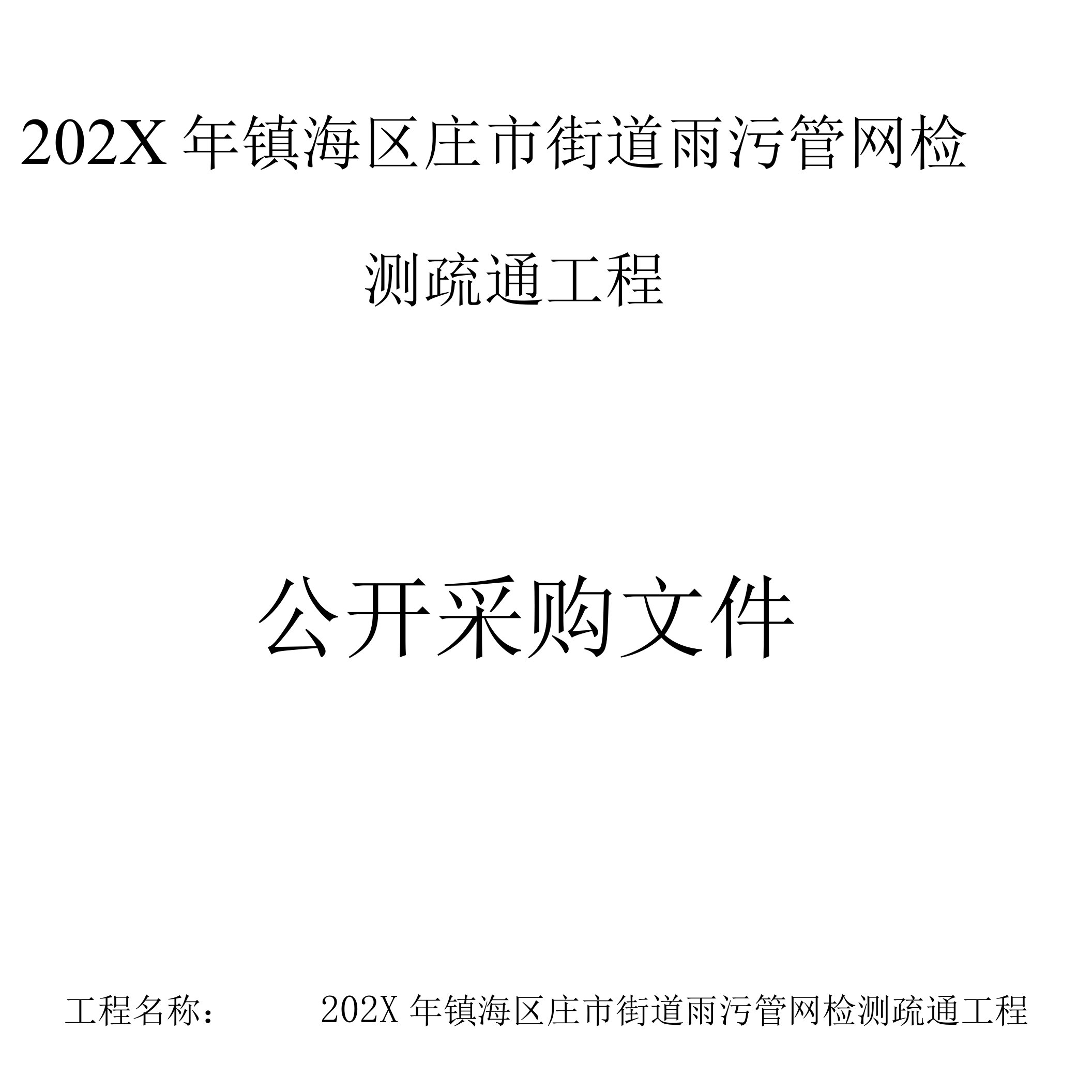 庄市街道办事处2021年庄市街道雨污管网检测疏通项目招标文件