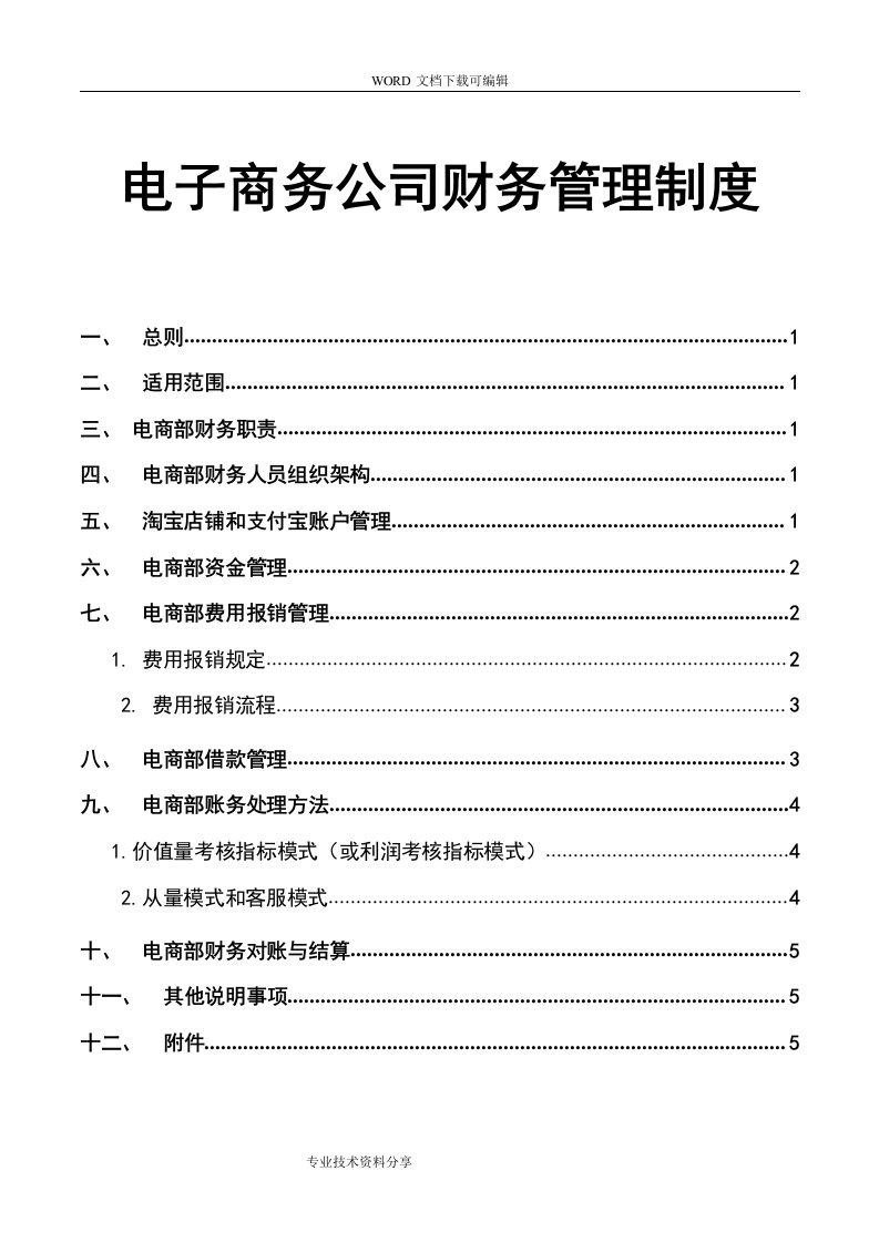 电子商务公司财务管理制度汇编