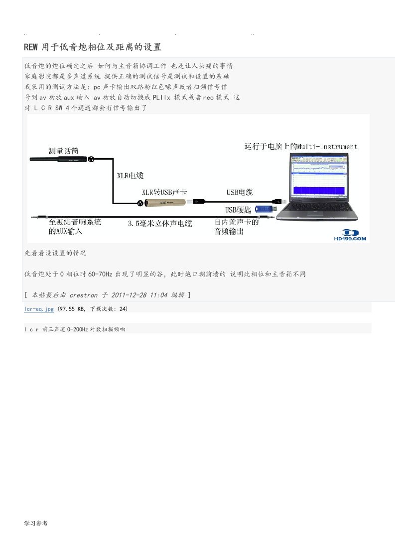 REW用于低音炮相位与距离的设置