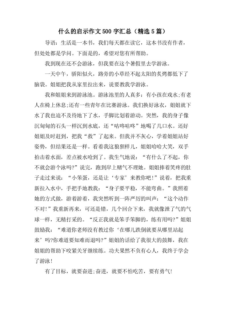 什么的启示作文500字汇总（5篇）