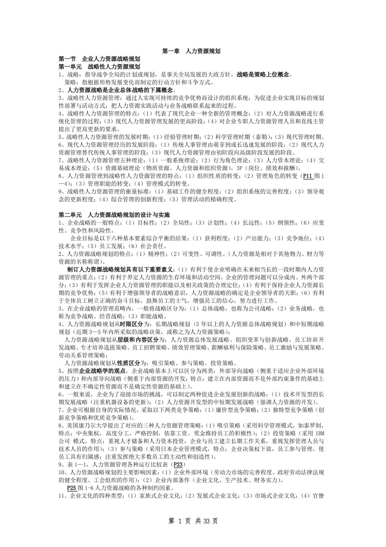 高人力资源管理师备考复习资料