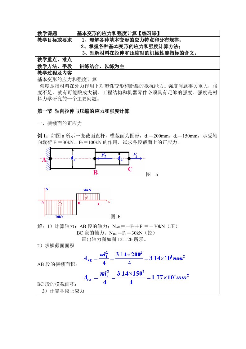 基本变形的应力和强度计算