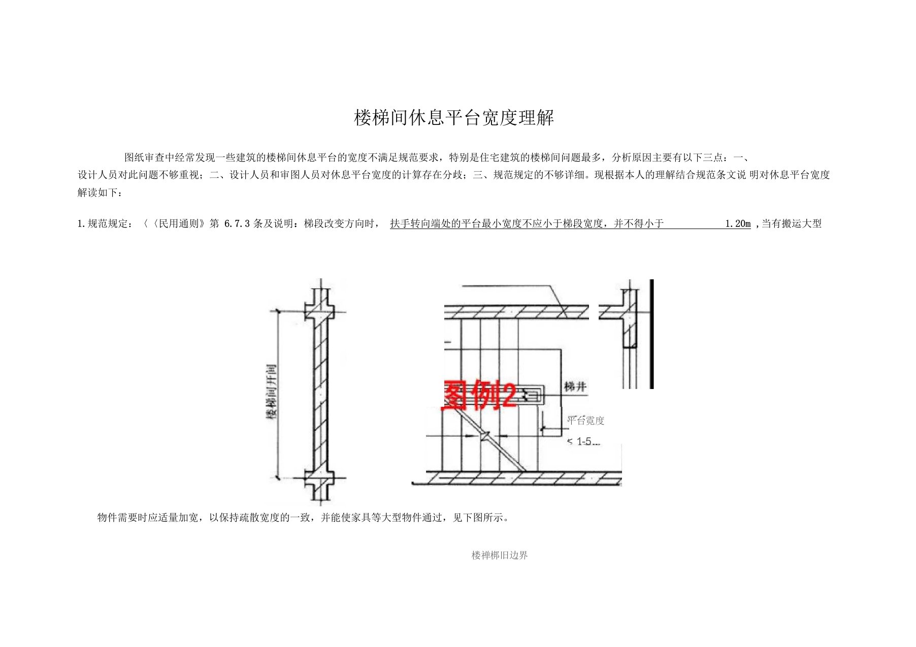 楼梯间休息平台宽度理解