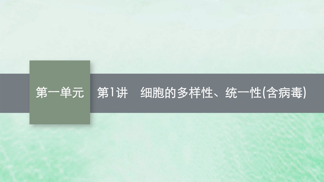 适用于老高考旧教材2024版高考生物一轮总复习第一单元细胞的多样性统一性及组成细胞的分子第1讲细胞的多样性统一性含簿课件新人教版