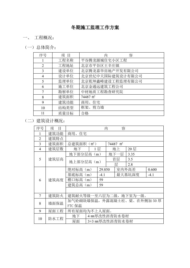 建筑工程管理-冬期施工监理工作方案