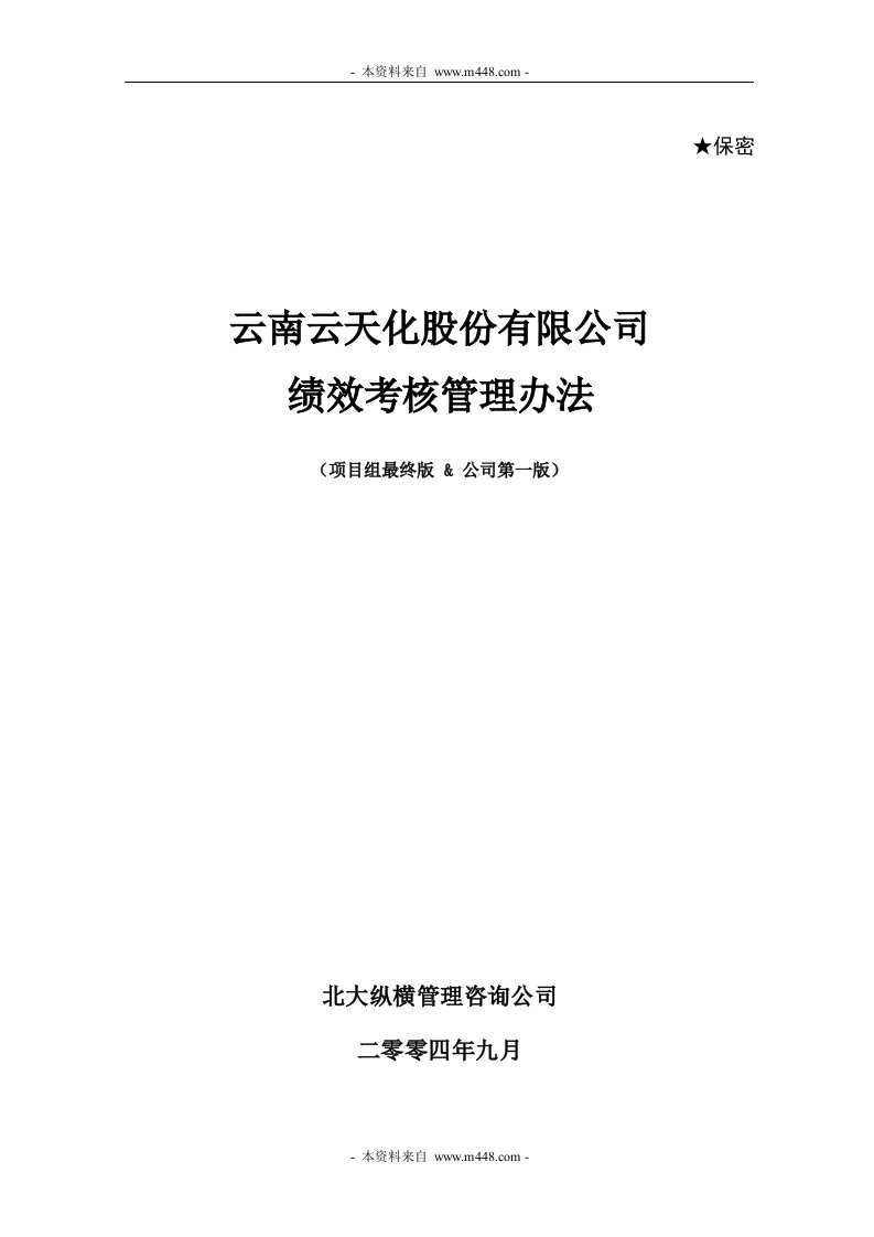 《云天化化工(化肥)公司员工绩效考核管理制度》(46页)-人事制度表格