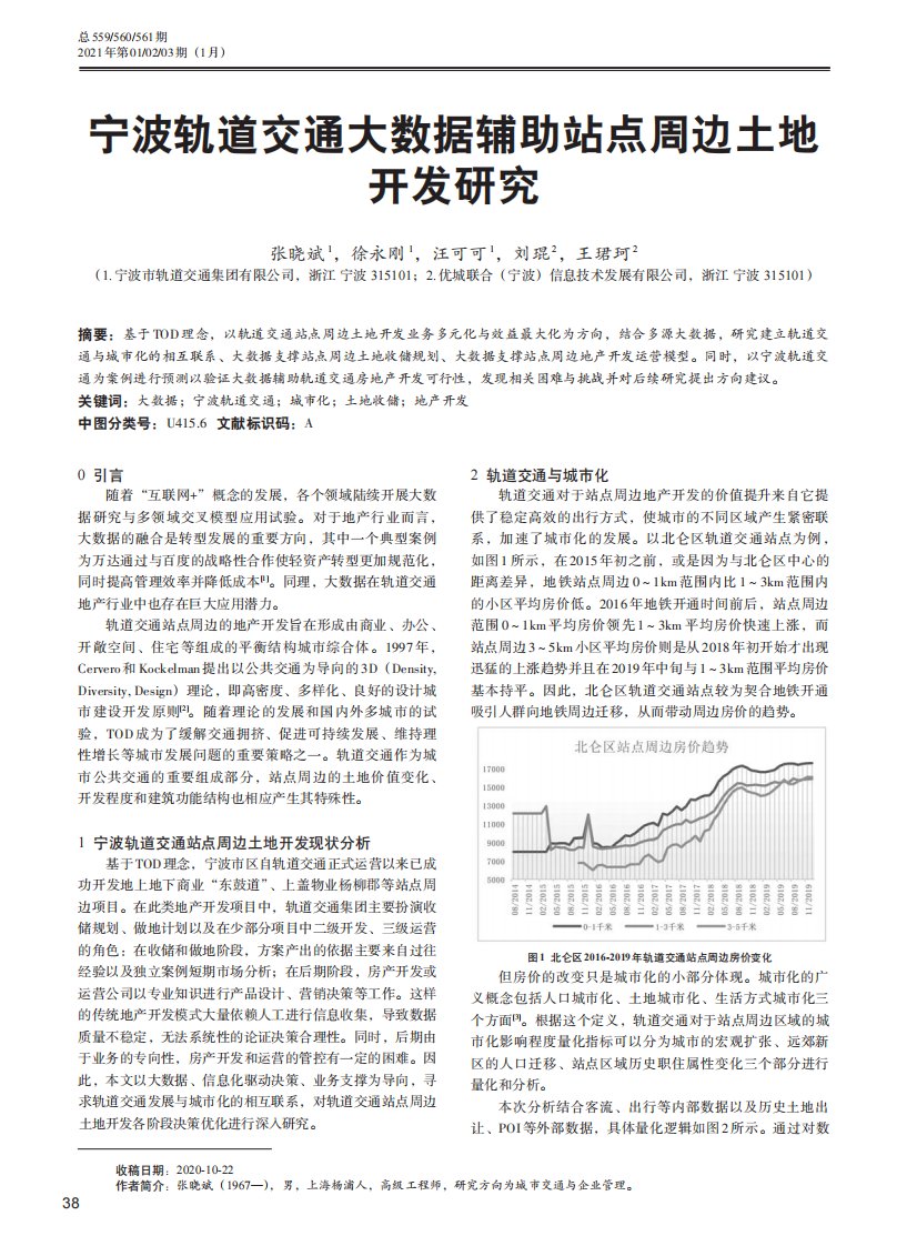 宁波轨道交通大数据辅助站点周边土地开发研究