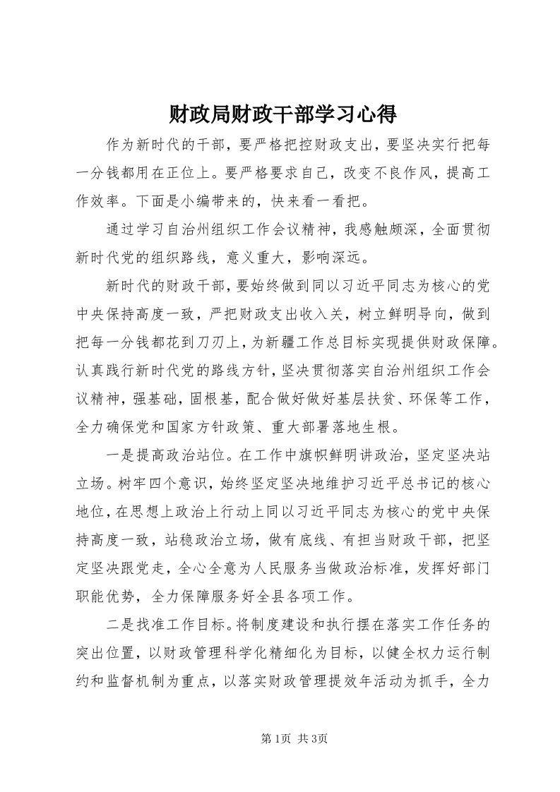 财政局财政干部学习心得