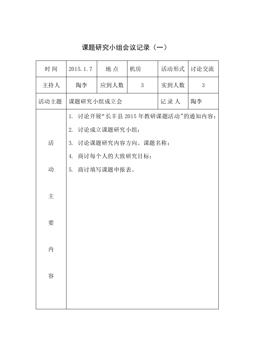 (完整)课题研究小组会议记录-推荐文档