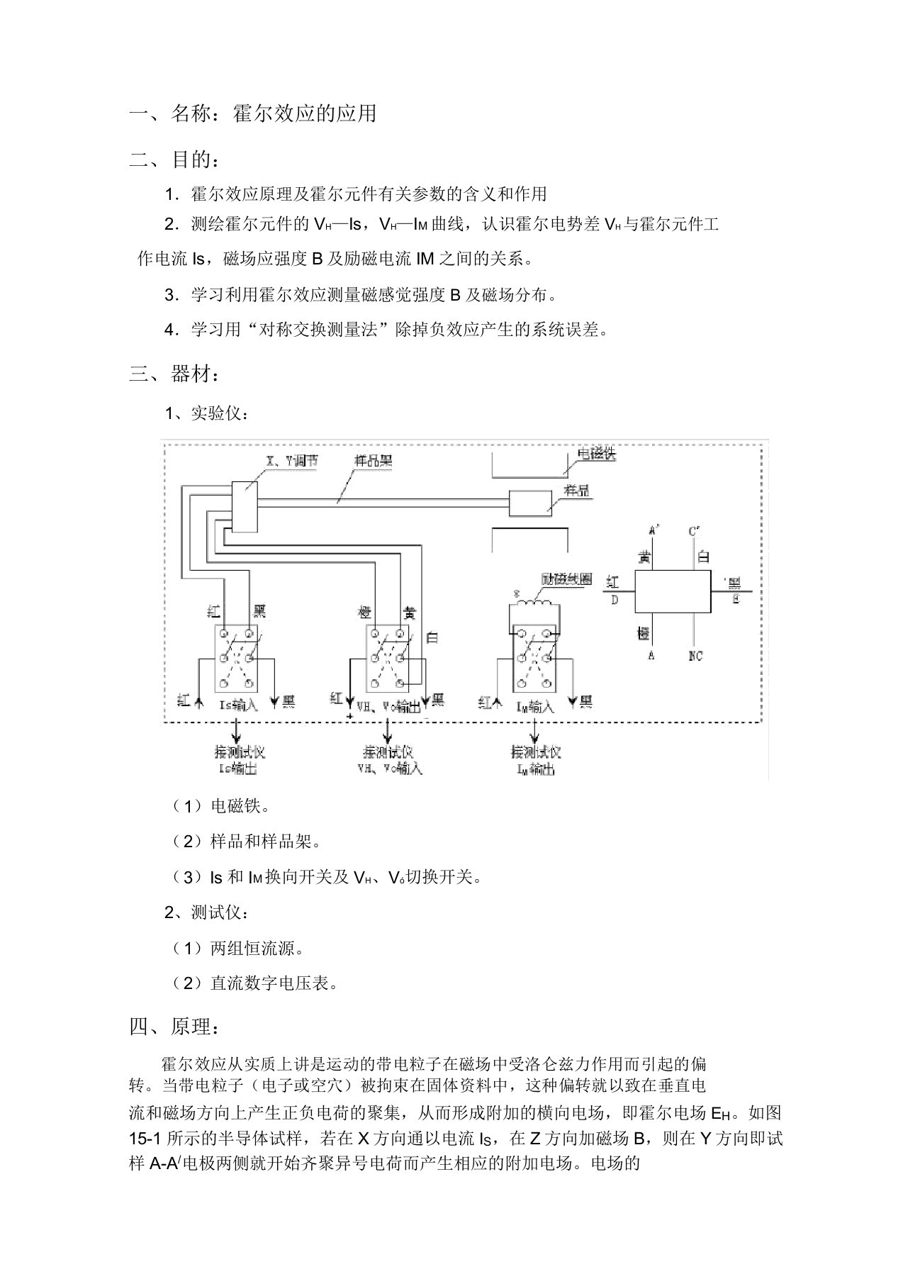 霍尔效应应用实验报告计划