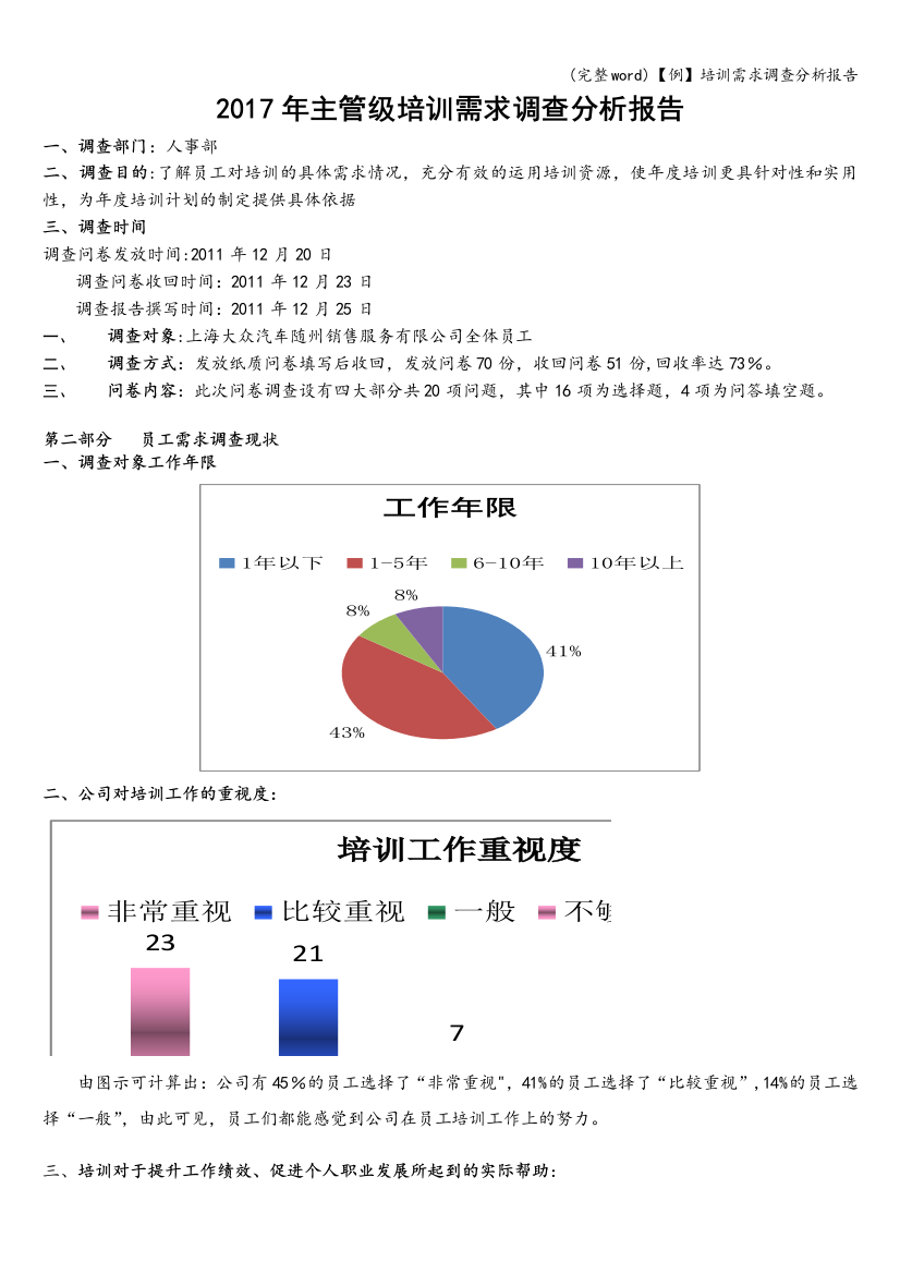 【例】培训需求调查分析报告