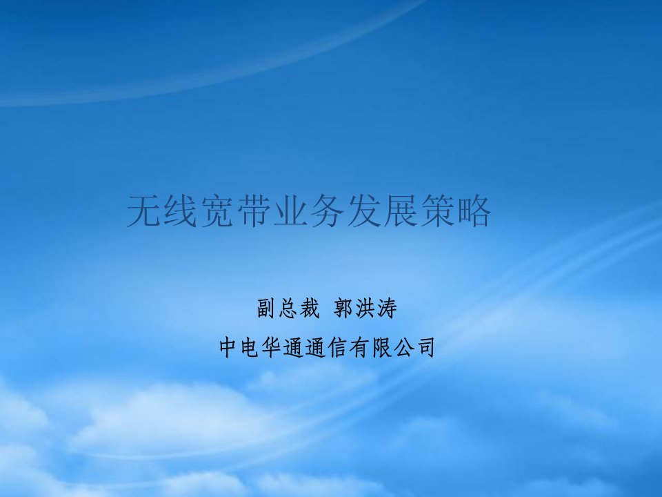 无线宽带业务发展策略(PPT