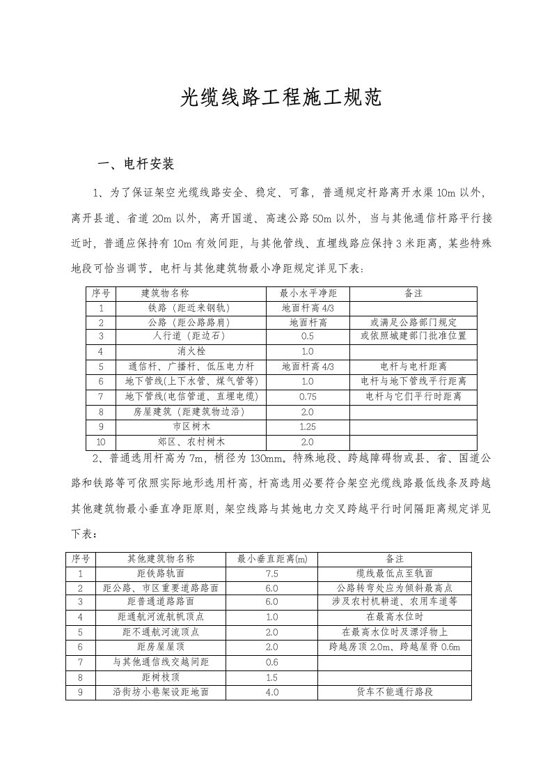 通信光缆线路施工规范修订版