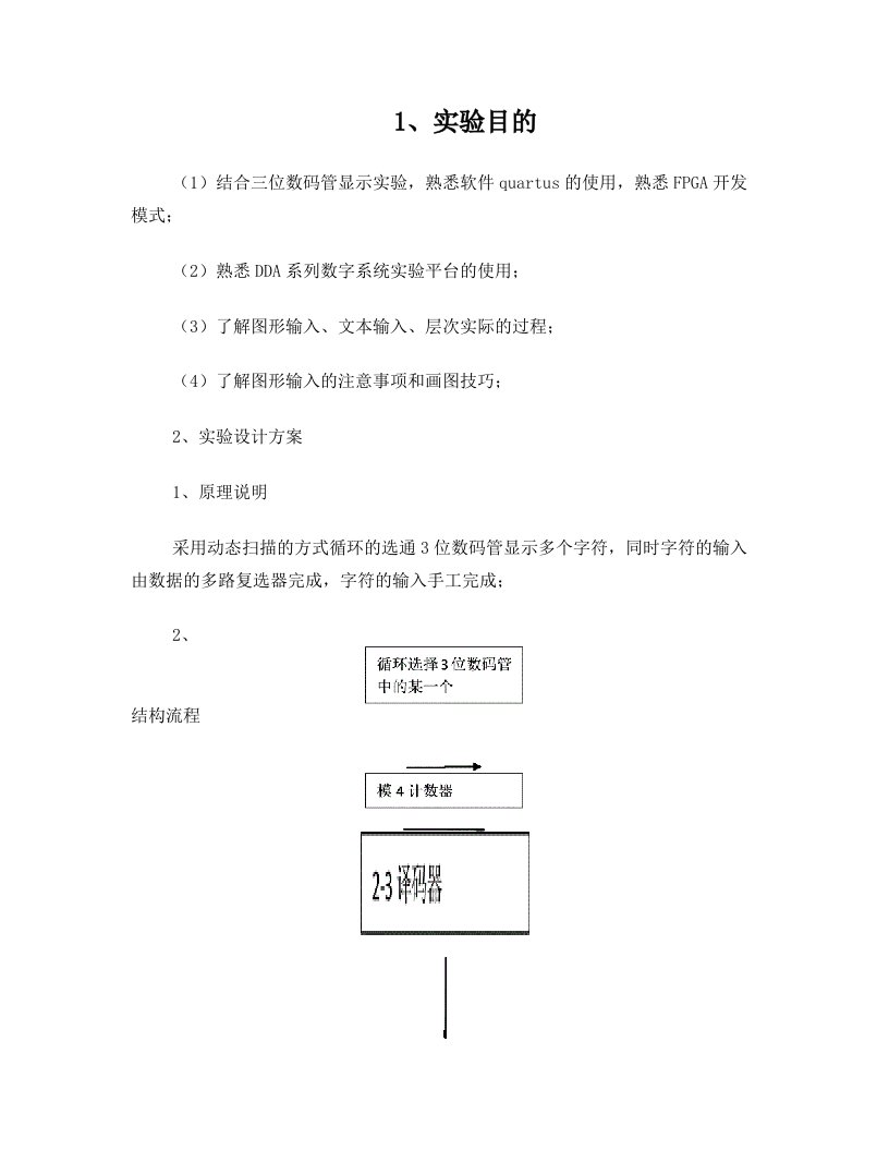 三位数码管显示数字部分实验报告