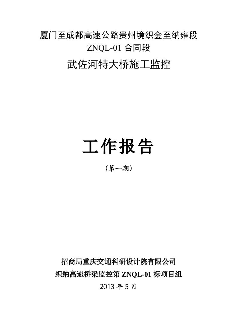 武佐河大桥施工监控工作月报(第一期)技术总结