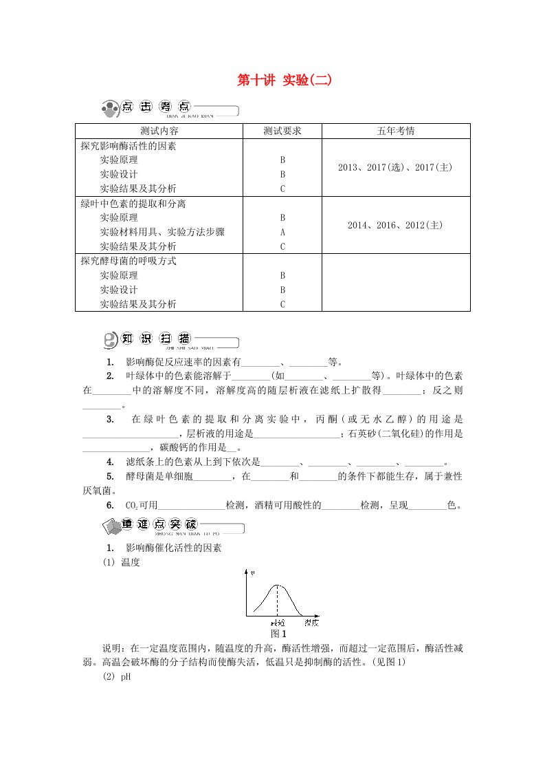 江苏省高中生物第十讲实验二学案苏教版