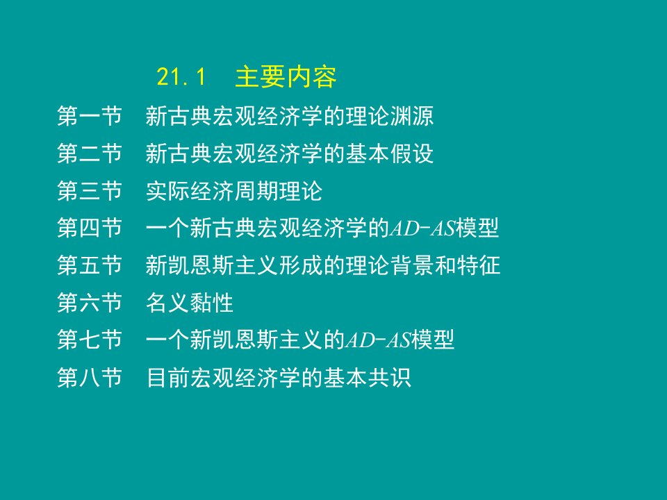 高鸿业西方经济学第六版课件21.新古典宏观经济学和新凯恩斯主义经济学