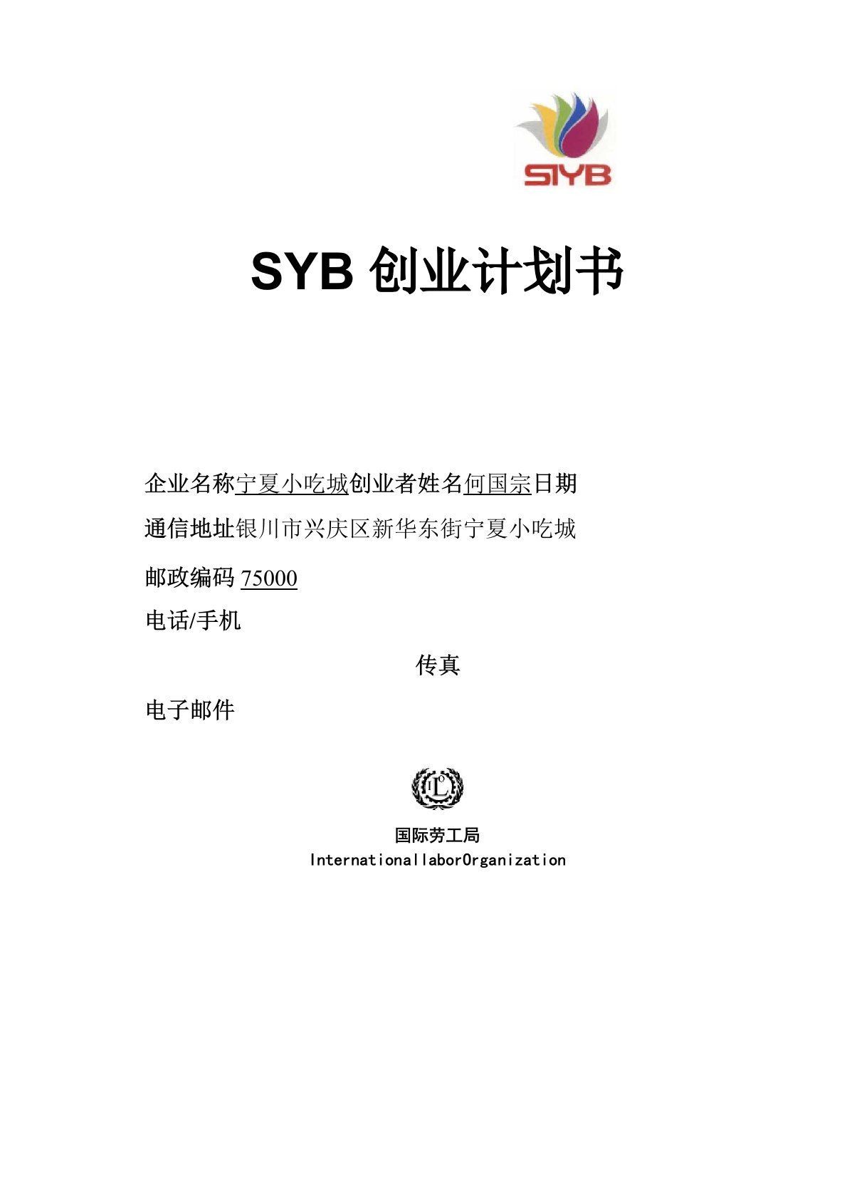 SYB创业计划书模板