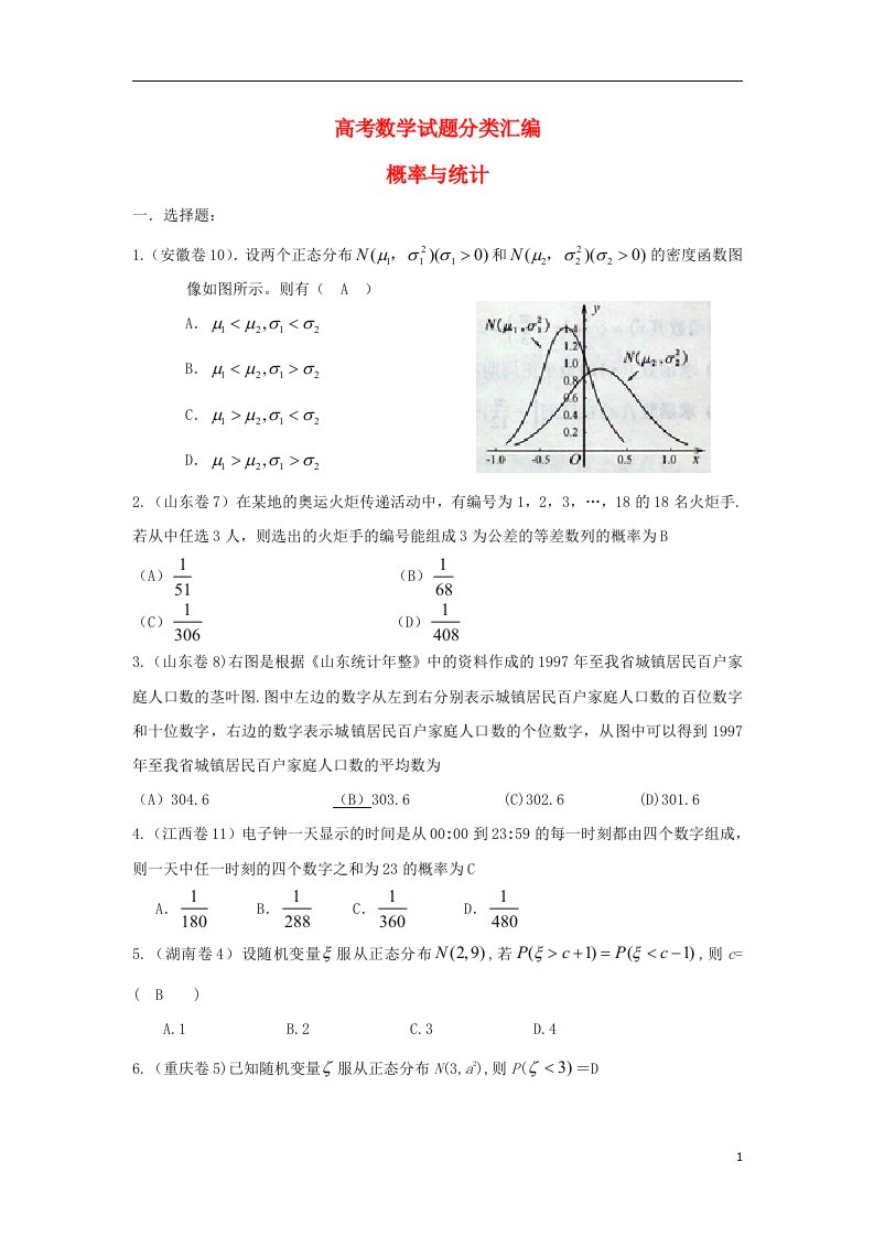 浙江省磐安县高考数学试题分类专题汇编