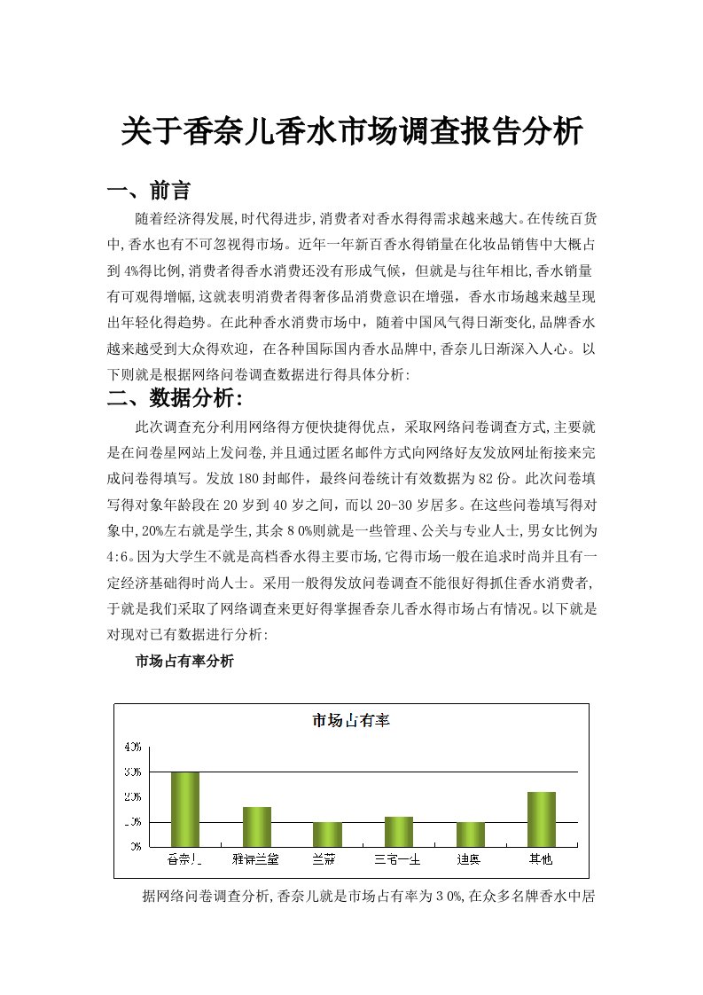 香奈儿香水市场调查报告