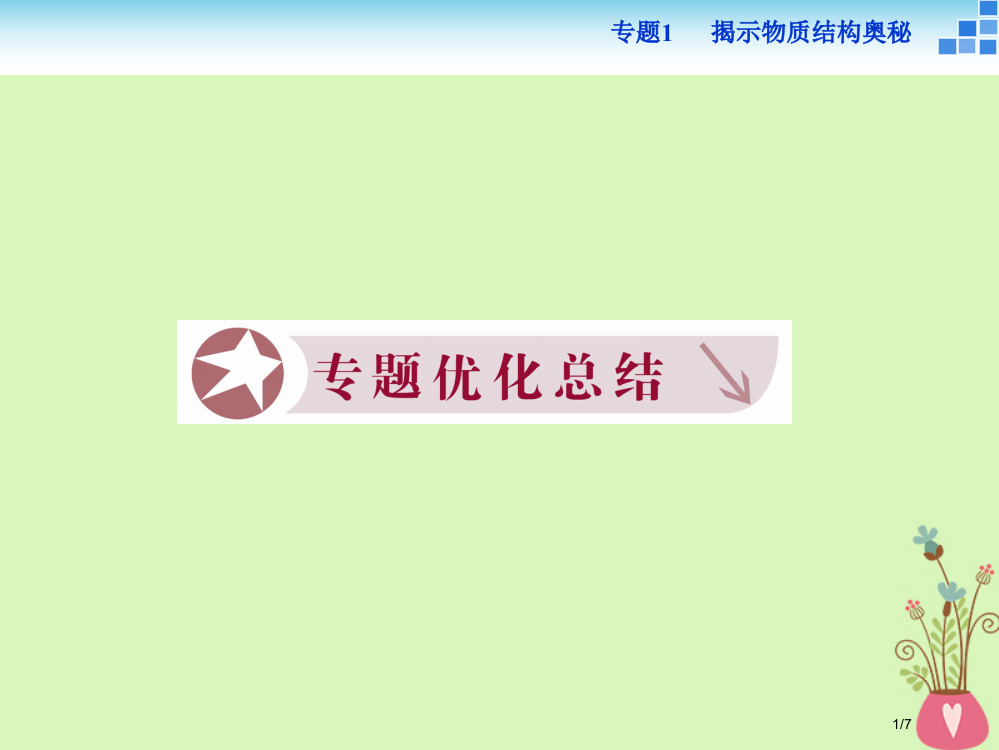 高中化学专题1揭示物质结构的奥秘专题优化总结全国公开课一等奖百校联赛微课赛课特等奖PPT课件