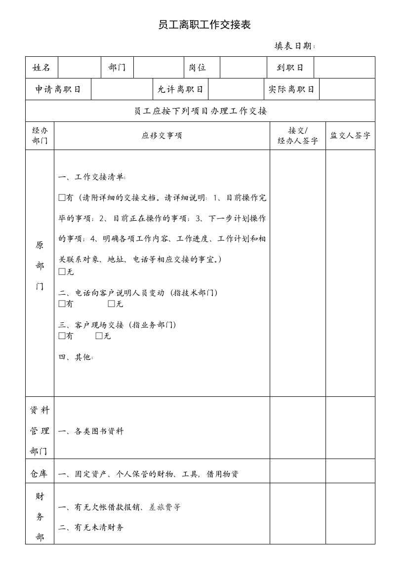 【简历模板】空白标准表格三页03