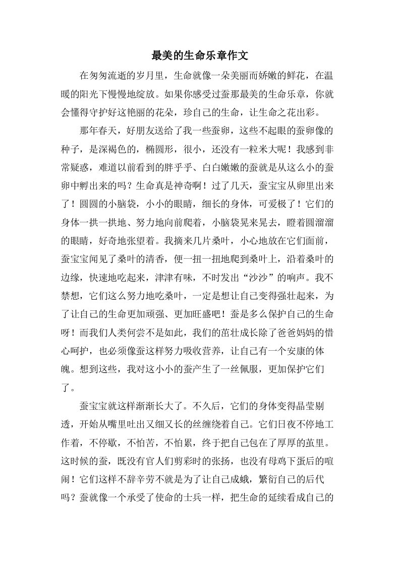 最美的生命乐章作文