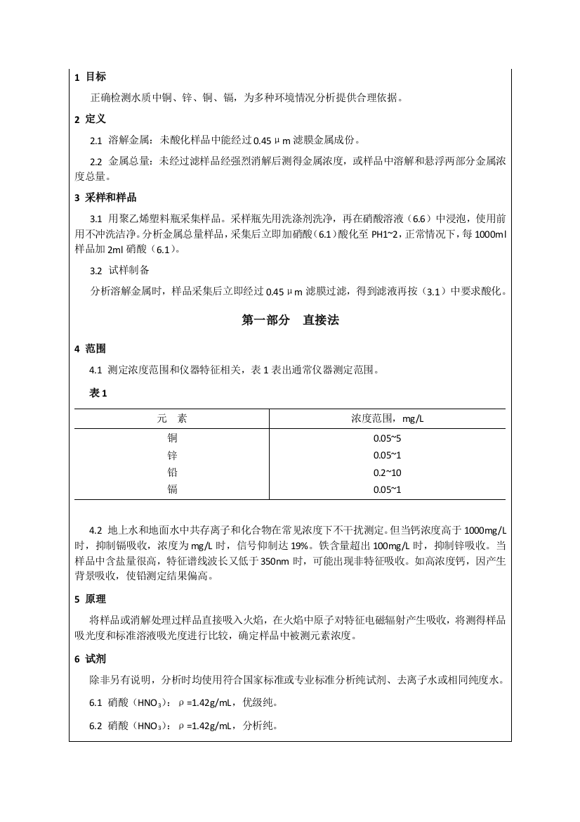 铜锌铅镉测定作业指导说明书