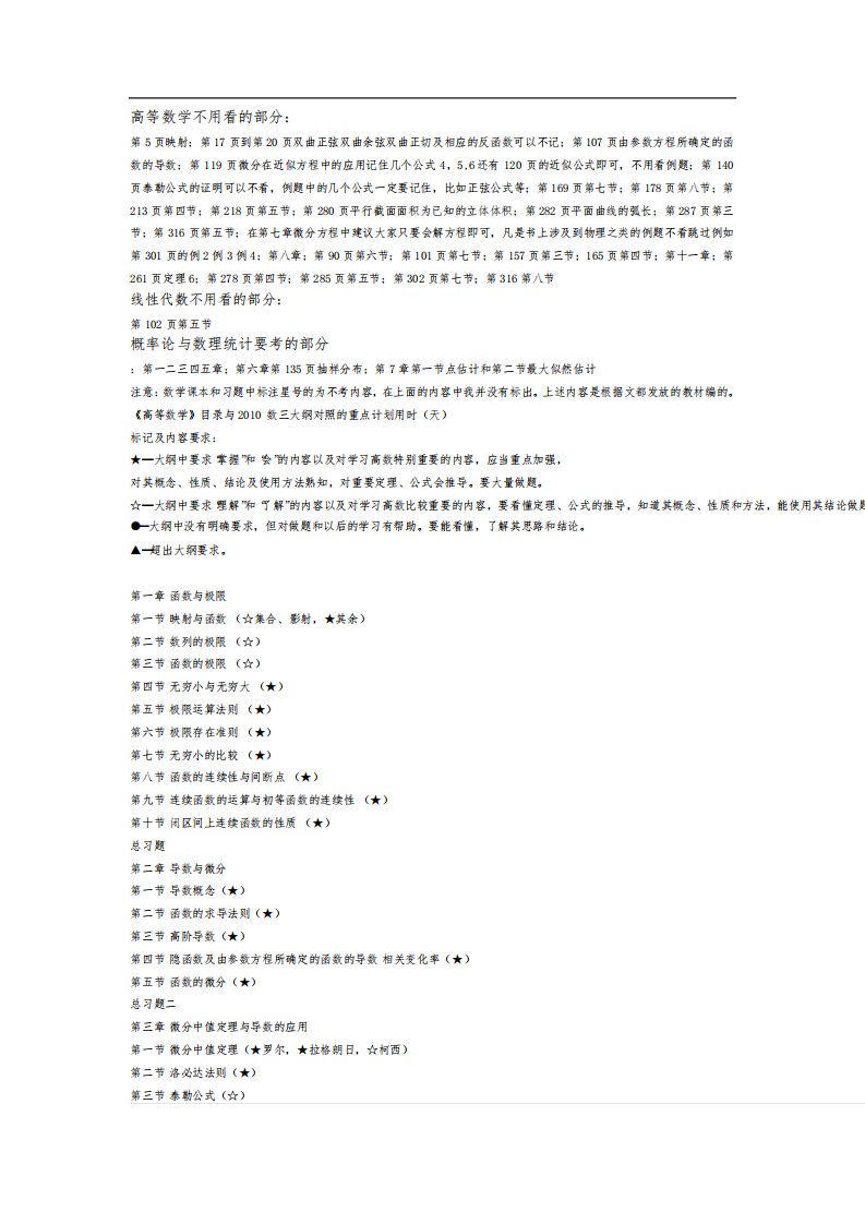 考研数学三不考的部分(最全)