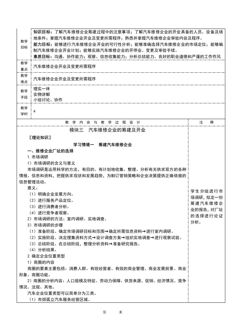 《汽车维修企业管理》全套教案