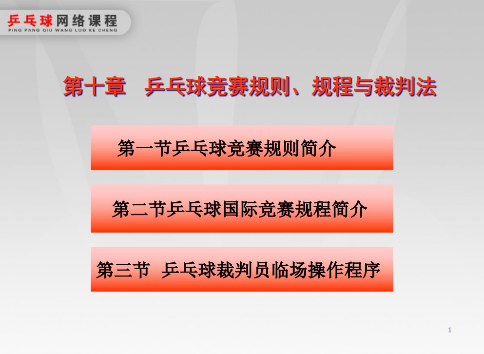 国家级精品课程乒乓球教学ppt课件-第十章-乒乓球竞赛规则规程与裁判法