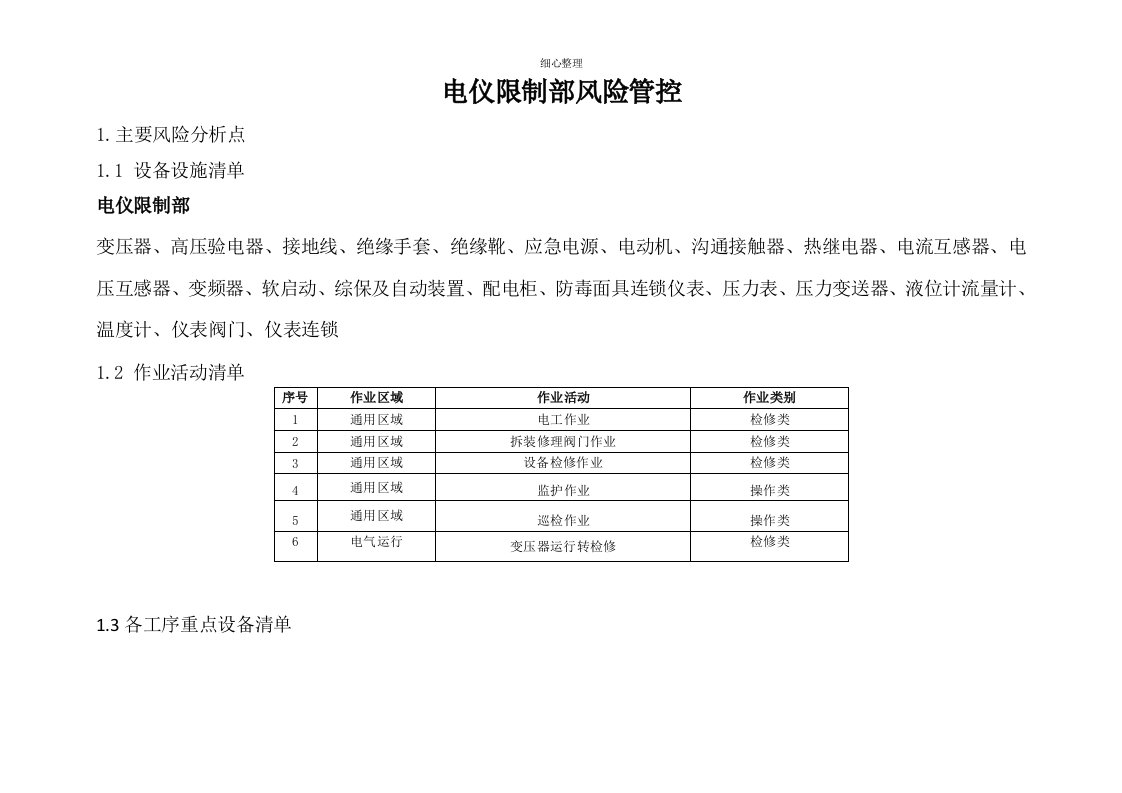 电仪安全风险管控双体系