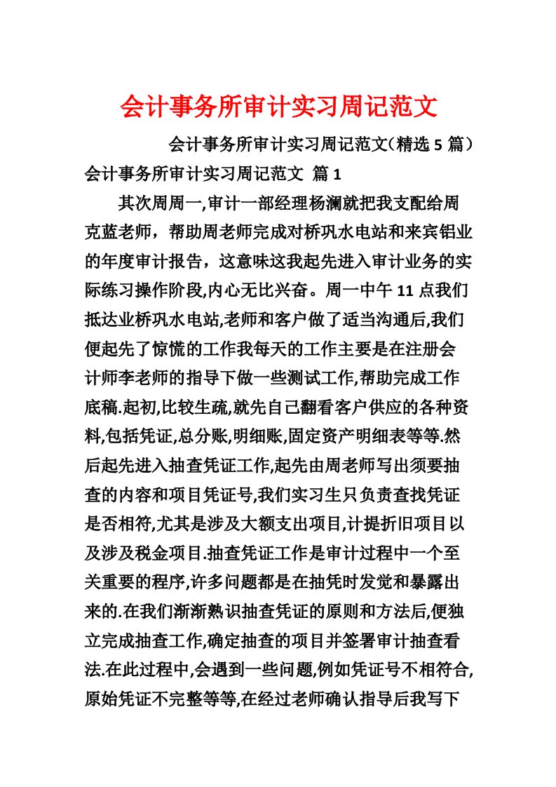 会计事务所审计实习周记范文