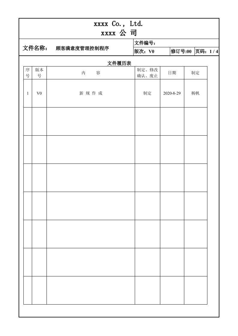 顾客满意度管理控制程序