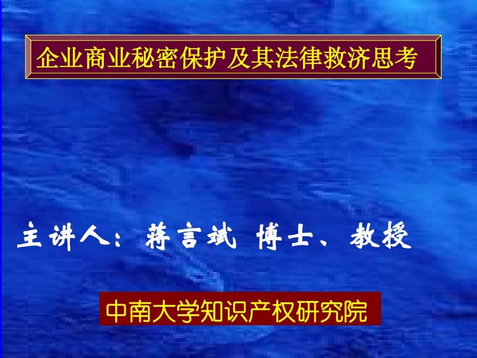 专题5：企业商业秘密保护及其法律救济