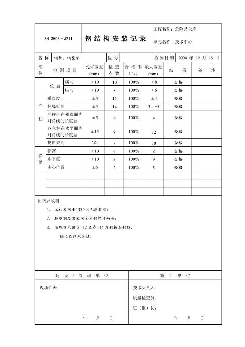 钢结构安装报告