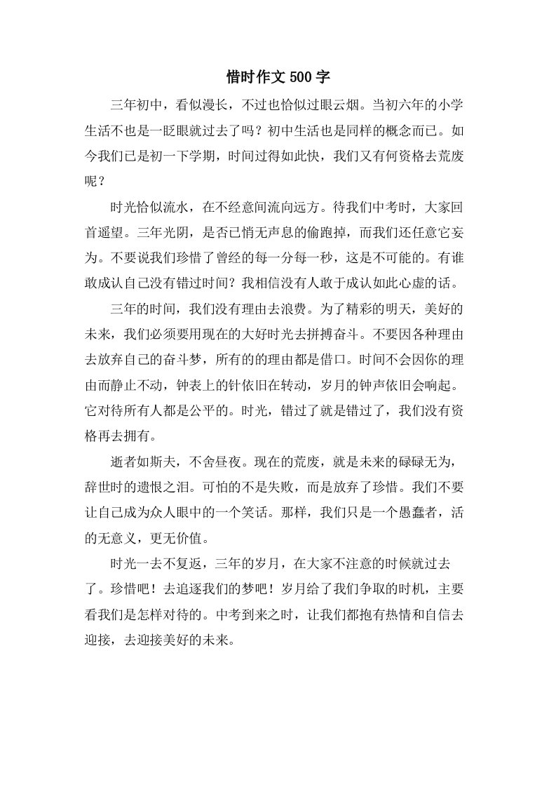 惜时作文500字