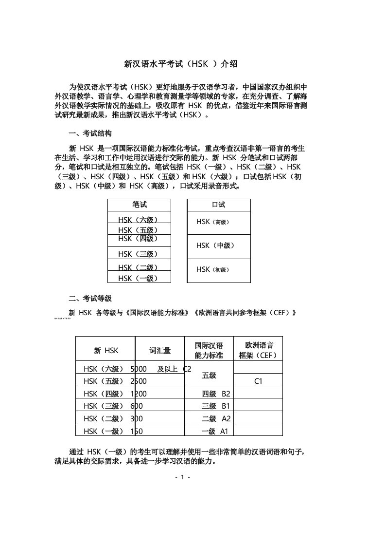 HSK3考试大纲