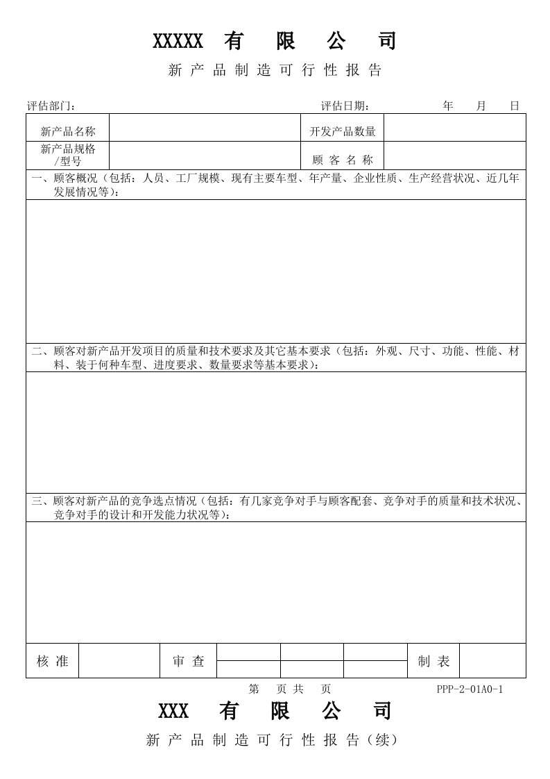 质量先期策划APQP全套表单