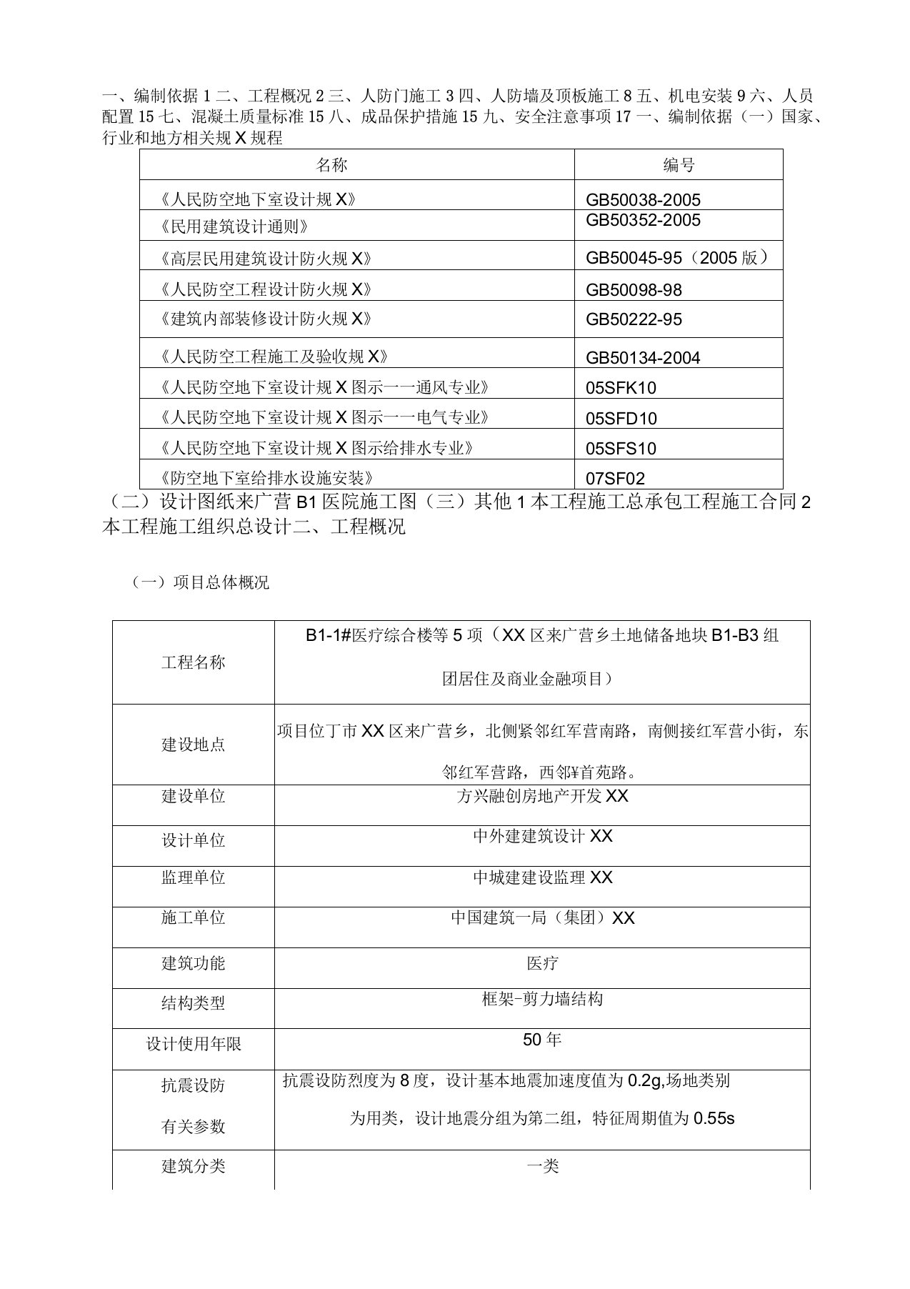 人防工程施工组织设计方案