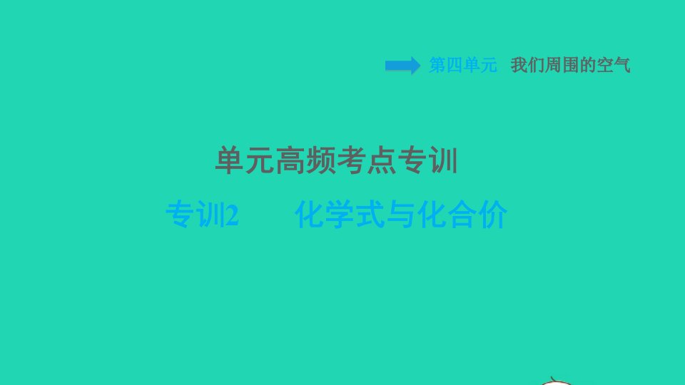 2021秋九年级化学上册第4单元我们周围的空气高频考点专训2化学式与化合价习题课件鲁教版