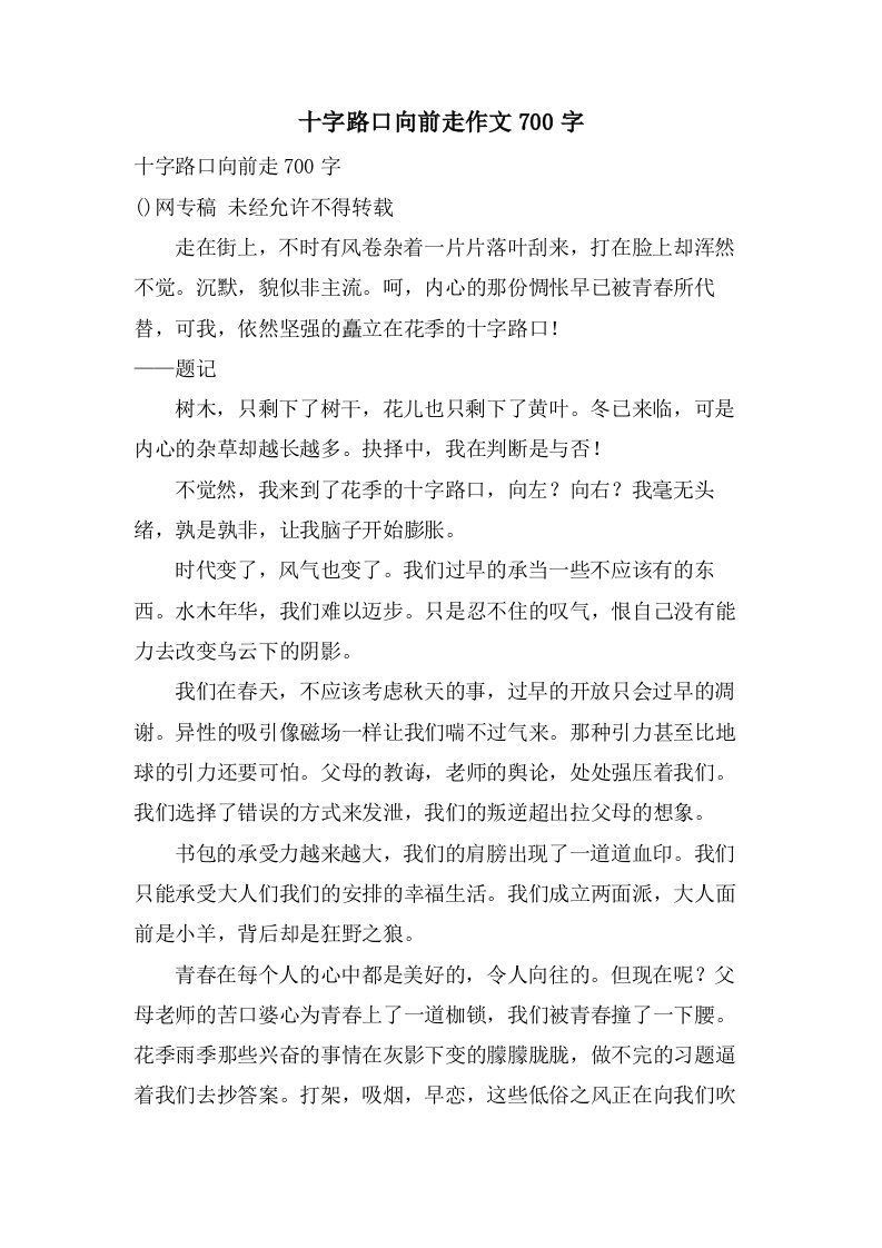 十字路口向前走作文700字